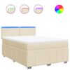 vidaXL Sommier &agrave; lattes de lit avec matelas Cr&egrave;me 140x200 cm Tissu