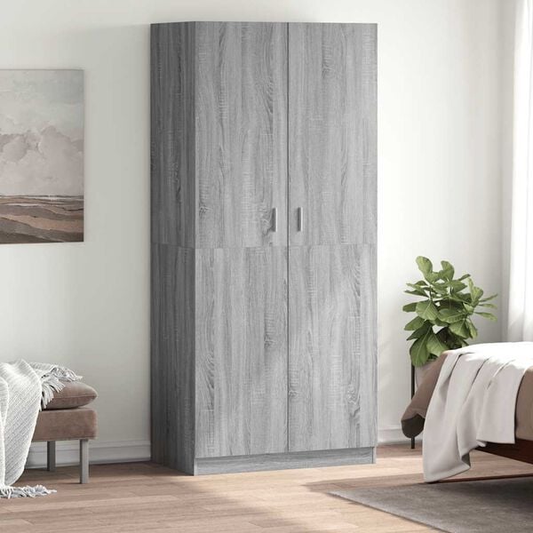 vidaXL Garde-robe Sonoma gris 90x52x200 cm Bois d'ing&eacute;nierie