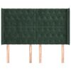 vidaXL T&ecirc;te de lit avec oreilles Vert fonc&eacute; 147x16x118/128 cm Velours