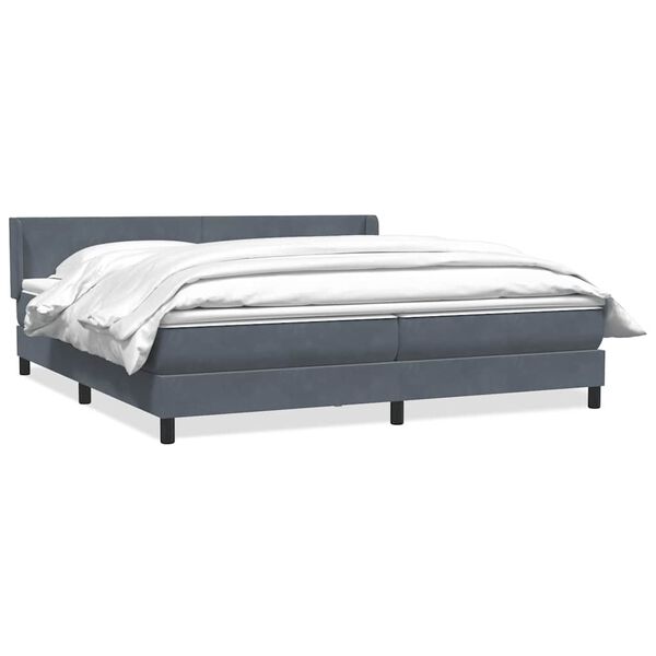 vidaXL Sommier &agrave; lattes de lit et matelas gris fonc&eacute; 200x210cm velours