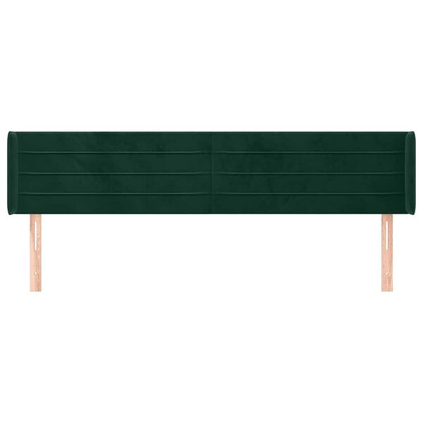 vidaXL T&ecirc;te de lit avec oreilles Vert fonc&eacute; 163x16x78/88 cm Velours