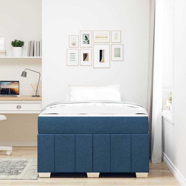 vidaXL Cadre de lit avec matelas Bleu 120 x 200 cm tissu