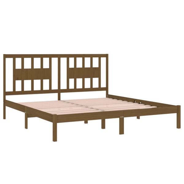 vidaXL Cadre de lit sans matelas marron miel bois massif 200x200 cm