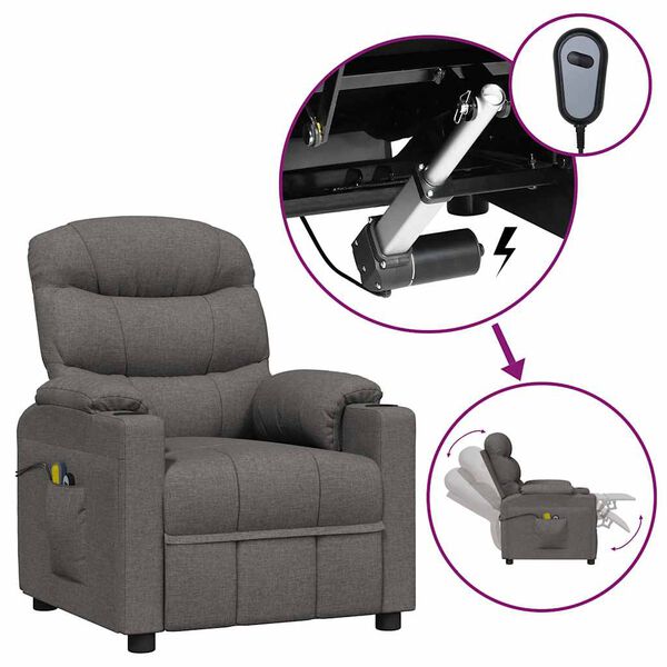 vidaXL Fauteuil &eacute;lectrique de massage Gris fonc&eacute; Tissu