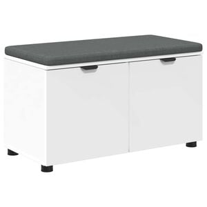 vidaXL Banc d'entr&eacute;e Blanc 80 x 38 x 46 cm Bois Ing&eacute;nierie et Tissu