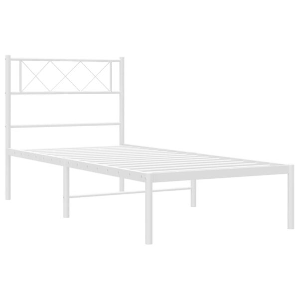 vidaXL Cadre de lit m&eacute;tal sans matelas avec t&ecirc;te de lit blanc 90x200cm