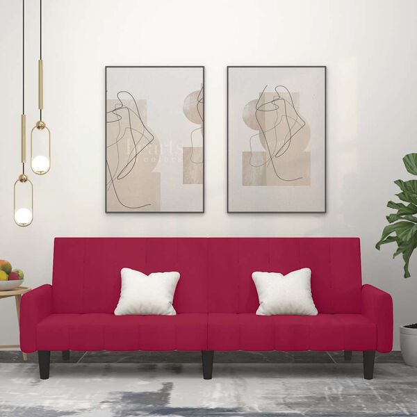 vidaXL Canap&eacute;-lit 2 places rouge bordeaux velours