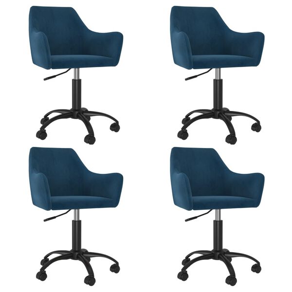 vidaXL Chaises pivotantes &agrave; manger lot de 4 Bleu Velours