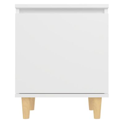 vidaXL Table de chevet avec pieds en bois massif Blanc 40x30x50 cm
