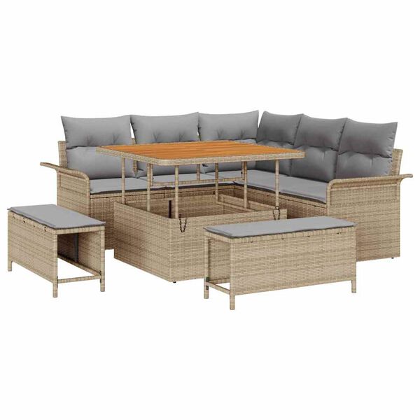vidaXL Ensemble de canap&eacute; de jardin 8 pcs Beige et Gris clair