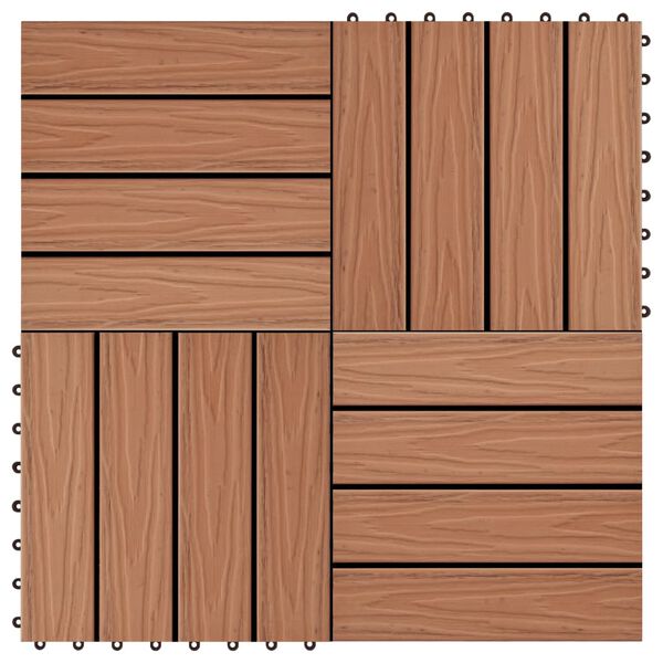 vidaXL Carreau de terrasse en relief 11 pcs WPC 30 x 30 cm 1 m² Marron