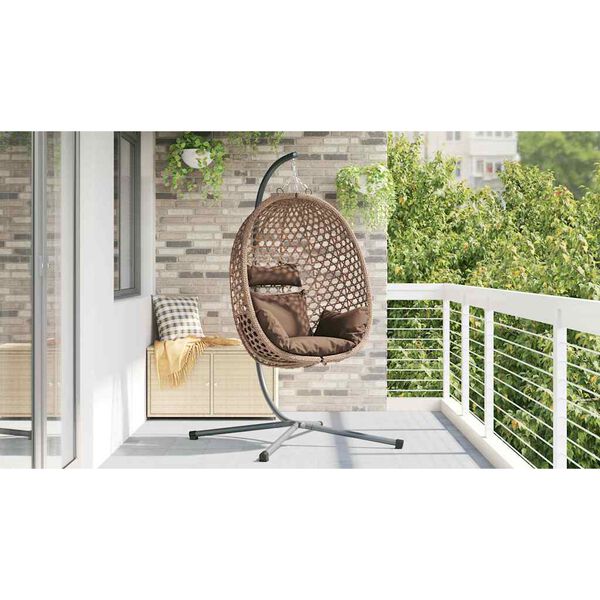 vidaXL Chaise suspendue Caf&eacute; 104 x 100 x 191 cm polyrotin