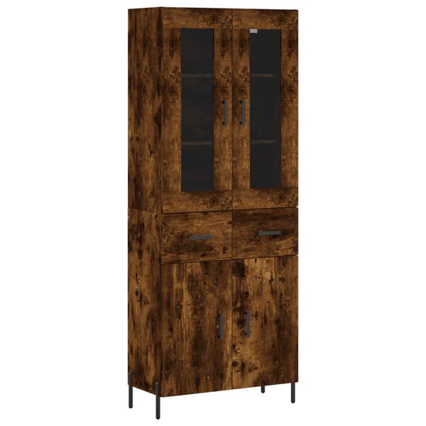 vidaXL Buffet haut Ch&ecirc;ne fum&eacute; 69,5x34x180 cm Bois d'ing&eacute;nierie