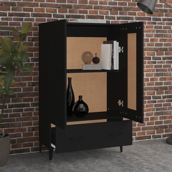 vidaXL Buffet haut noir 70x31x115 cm bois d'ingénierie