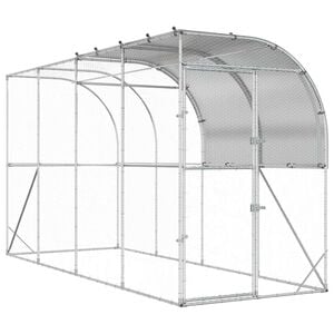 vidaXL Poulailler contre le mur Argent&eacute; 400 x 100 x 215 cm