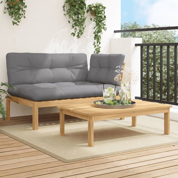 vidaXL Salon palette de jardin avec coussins 2pcs bois d'acacia massif