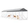 vidaXL Chenil d'ext&eacute;rieur pour chiens avec toit argent&eacute; 2x14x2,5 m