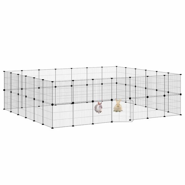 vidaXL Cage animaux de compagnie &agrave; 52 panneaux et porte Noir 35x35 cm