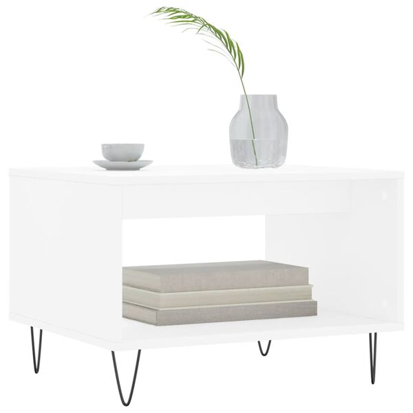 vidaXL Table basse blanc 60x50x40 cm bois d'ingénierie
