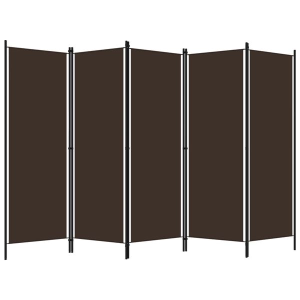 vidaXL Cloison de s&eacute;paration 5 panneaux Marron 250x180 cm