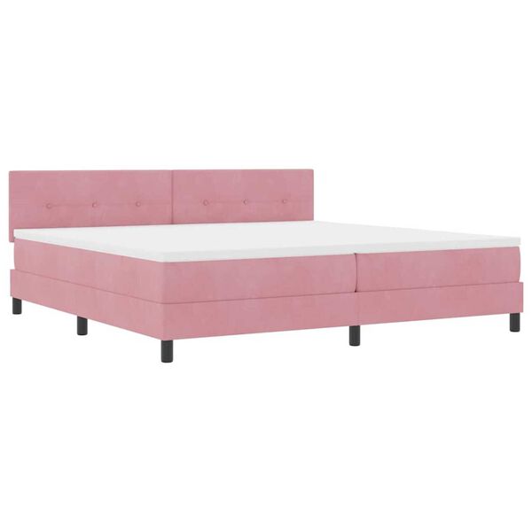 vidaXL Lit &agrave; ressorts avec matelas Rose 200 x 200 cm tissu
