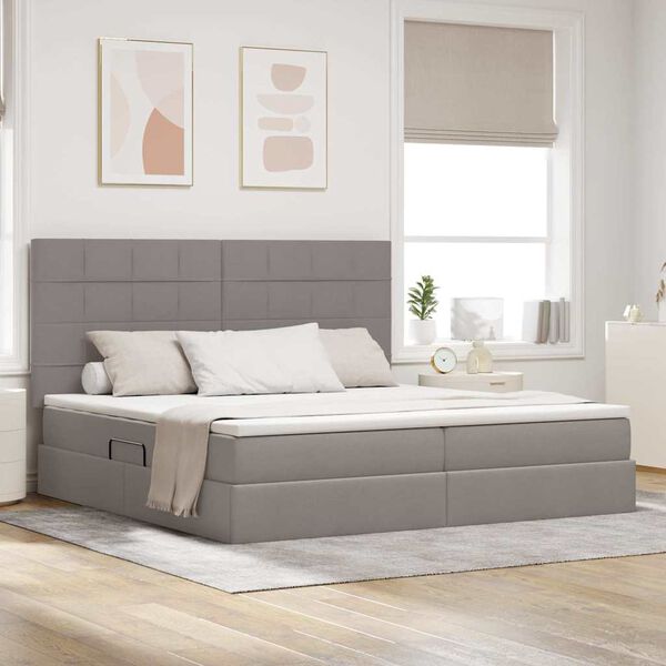 vidaXL Lit avec rangement et matelas Taupe 200 x 200 cm Polyester