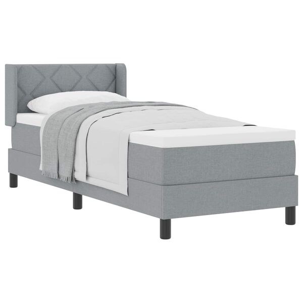 vidaXL Lit &agrave; ressorts avec matelas Gris clair 200 x 80 cm Polyester