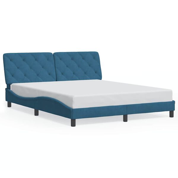 vidaXL Cadre de lit sans matelas bleu 160x200 cm velours