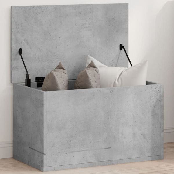 vidaXL Bo&icirc;te de rangement gris b&eacute;ton 60x35x35 cm bois d'ing&eacute;nierie