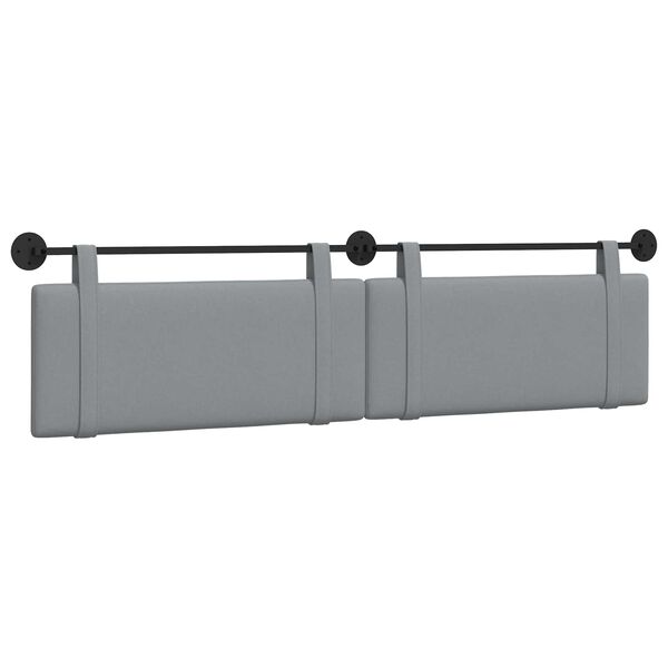 vidaXL T&ecirc;te de lit suspendue Uni Gris clair 210 x 55 x 5 cm tissu