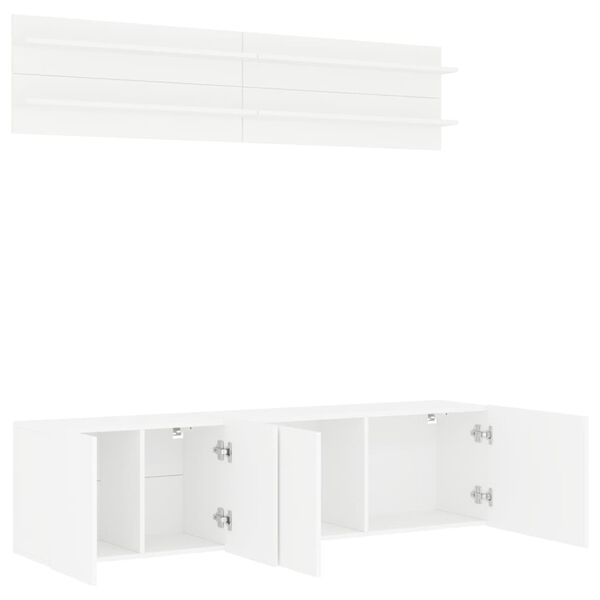 vidaXL Unités murales TV 6 pcs blanc bois d'ingénierie