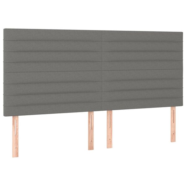 vidaXL T&ecirc;te de lit Gris fonc&eacute; 200x5x118/128 cm Tissu