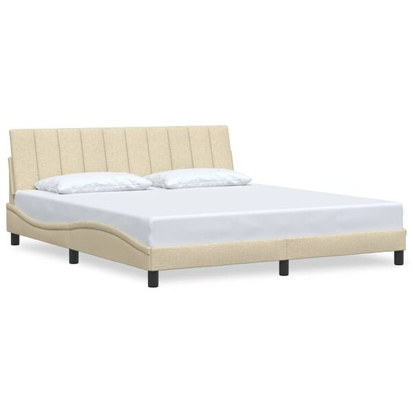 vidaXL Cadre de lit sans matelas Hanko cr&egrave;me 180x200 cm tissu
