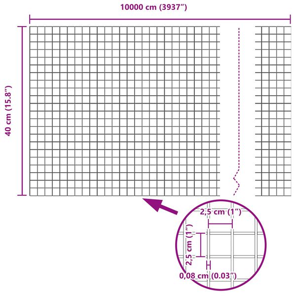 vidaXL Cl&ocirc;ture en fil soud&eacute; Argent 0,4 x 100 m