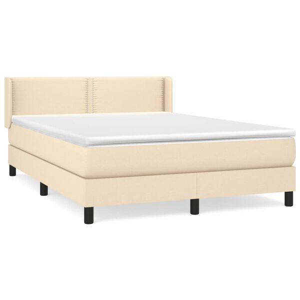 vidaXL Sommier &agrave; lattes de lit avec matelas Cr&egrave;me 140x190 cm Tissu