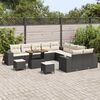 vidaXL Ensemble de canap&eacute; de jardin avec coussin 13 pcs Noir polyrotin
