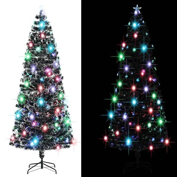 vidaXL Arbre de No&euml;l pr&eacute;-&eacute;clair&eacute; avec support et LED 240 cm fibre optique