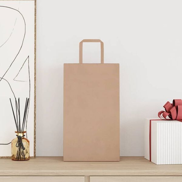 vidaXL Sacs en papier 50 pcs avec poign&eacute;es marron 21x11x36 cm