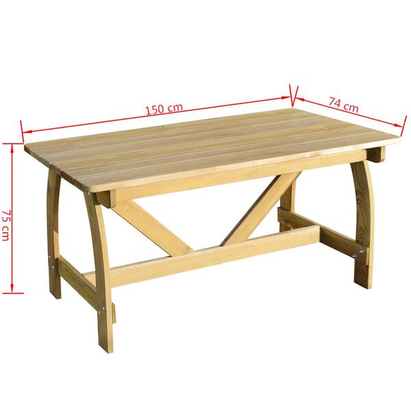 vidaXL Table de jardin 150x74x75 cm Bois de pin impr&eacute;gn&eacute;