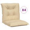 vidaXL Coussins de chaise de jardin &agrave; dossier bas lot de 4 beige