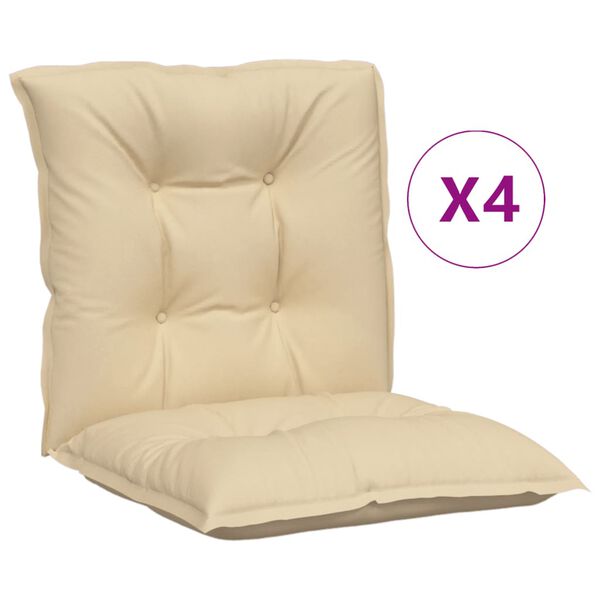 vidaXL Coussins de chaise de jardin &agrave; dossier bas lot de 4 beige
