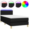 vidaXL Sommier &agrave; lattes de lit avec matelas et LED Noir 80x200cm Tissu