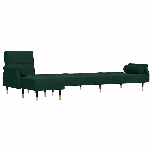 vidaXL Canapé-lit en forme de L vert foncé 271x140x70 cm velours