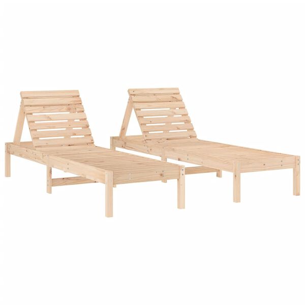 vidaXL Chaises longues lot de 2 avec table bois massif de pin