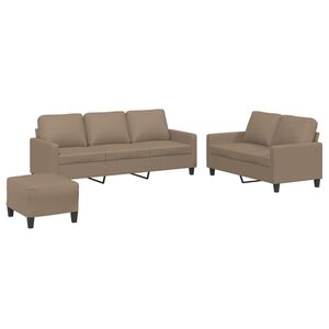 vidaXL Ensemble de canap&eacute;s 3 pcs avec coussins Cappuccino Similicuir