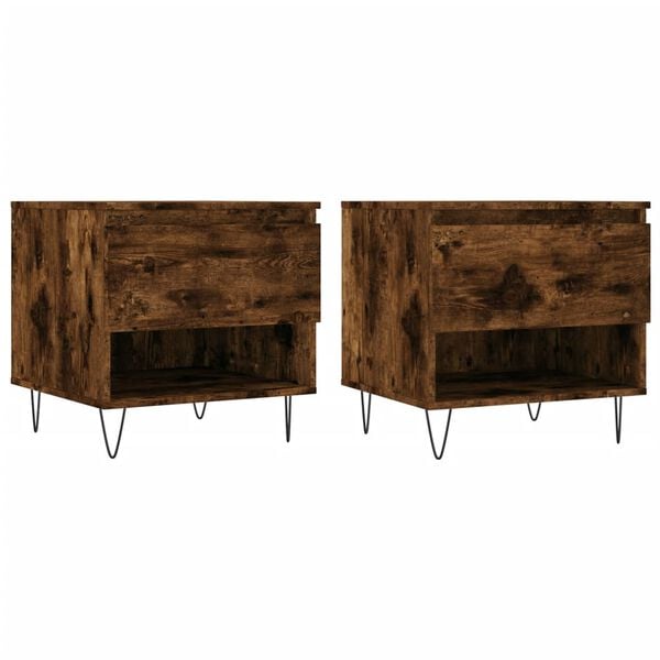 vidaXL Tables basses 2 pcs ch&ecirc;ne fum&eacute; 50x46x50 cm bois d'ing&eacute;nierie