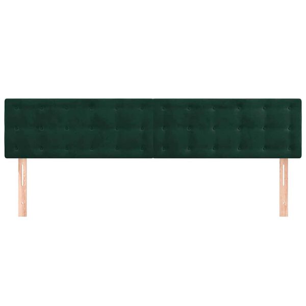 vidaXL T&ecirc;tes de lit 2 pcs Vert fonc&eacute; 100x5x78/88 cm Velours