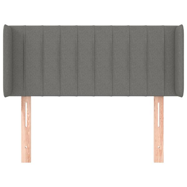 vidaXL T&ecirc;te de lit avec oreilles Gris fonc&eacute; 93x16x78/88 cm Tissu