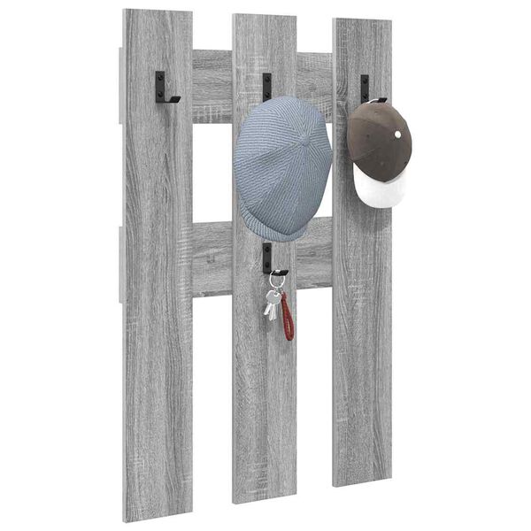 vidaXL Porte-manteau mural Montage mural Gris Sonoma 65 x 3 x 100 cm