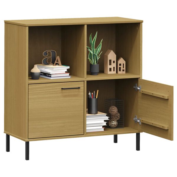 vidaXL Biblioth&egrave;que avec pieds en m&eacute;tal Marron 90x35x90,5 cm Bois OSLO